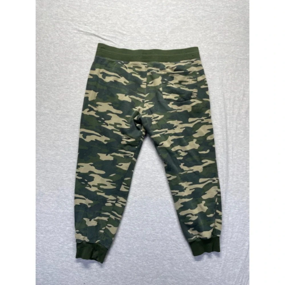 True Religion Jogger Pants Mens L Green Beige Camouflage Gym Training Drawstring